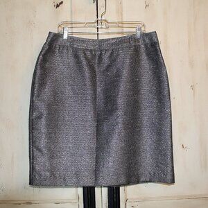 Worthington black silver metallic shimmer midi-length pencil skirt in size 16